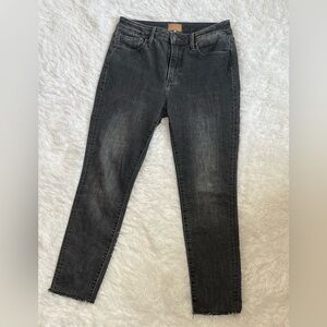 Driftwood High Rise Jackie Washed Black Raw Hem Jeans